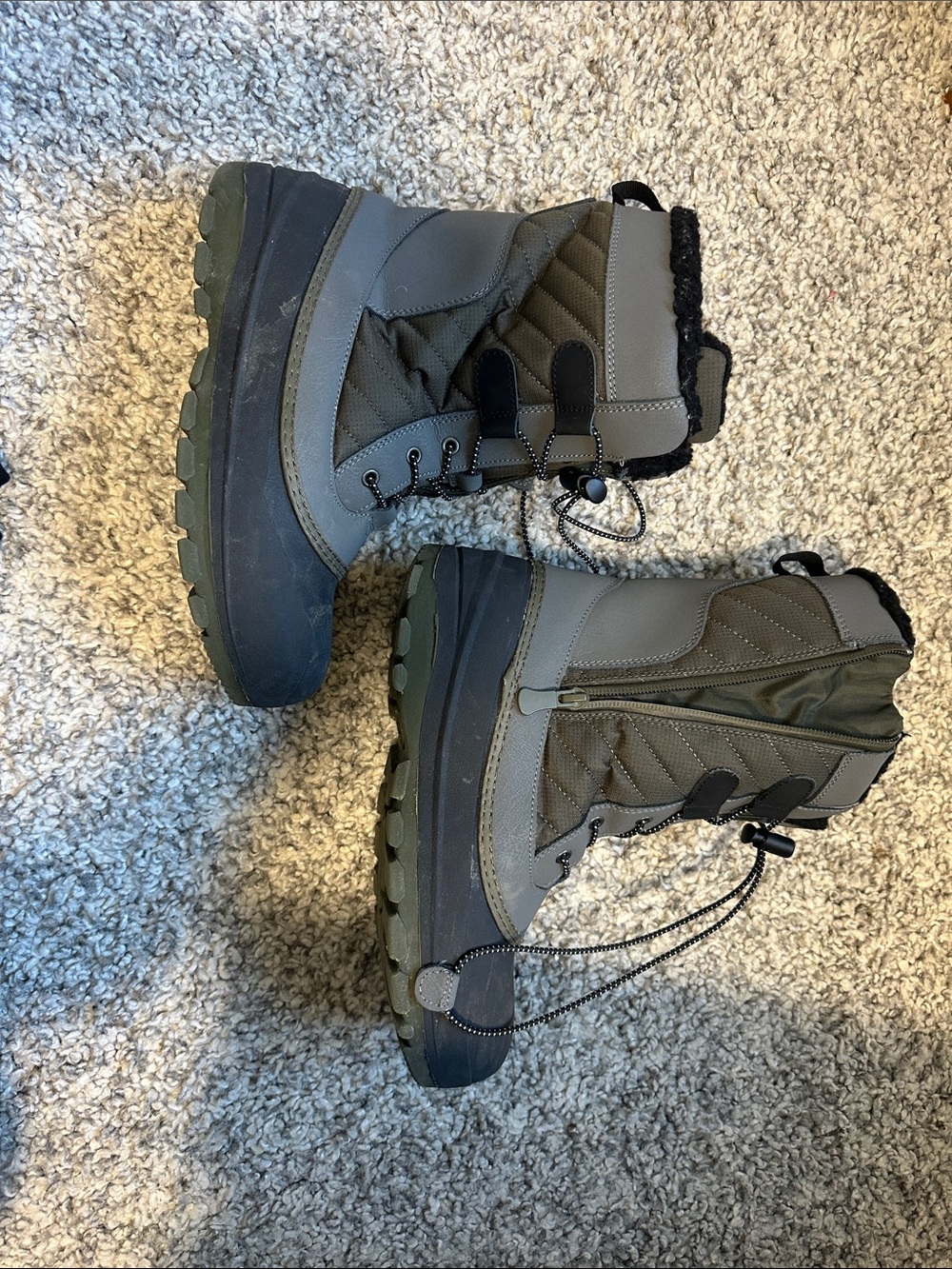 Target Kids Olive and Gray Insulated Snow Boots